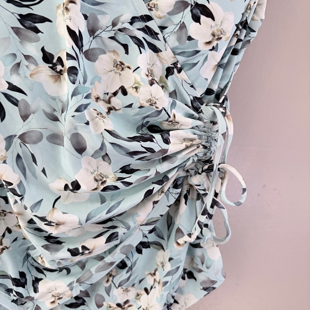 Nip Tuck Swim Floral Ruched One Piece Swimsuit Tummy Control Mint Green 6 - Picture 2 of 10